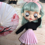 Fashion Pleated Skirt Dress for Blythe 12inch Doll Party Casual Outfit Pink