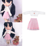 6xFashion Top Pleated Skirt Suit for Blythe 12inch Doll Party Casual Outfits