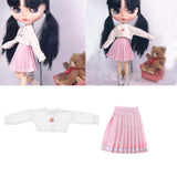 6xFashion Top Pleated Skirt Suit for Blythe 12inch Doll Party Casual Outfits