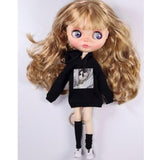 Cute Doll Pullover Clothes for Blythe 12inch Doll Dress up Accessory Black