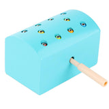 Wooden Magnetic Catch Insect Game Toys Kid Montessori Educational Toy Blue