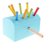 Wooden Magnetic Catch Insect Game Toys Kid Montessori Educational Toy Blue