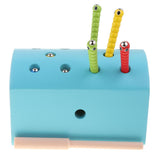 Wooden Magnetic Catch Insect Game Toys Kid Montessori Educational Toy Blue
