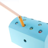 Wooden Magnetic Catch Insect Game Toys Kid Montessori Educational Toy Blue
