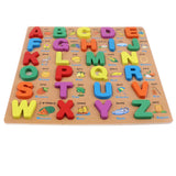 Wooden Capital Letters Blocks Puzzle Board Developmental Toy for Toddlers
