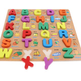 Wooden Capital Letters Blocks Puzzle Board Developmental Toy for Toddlers