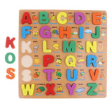 Wooden Capital Letters Blocks Puzzle Board Developmental Toy for Toddlers