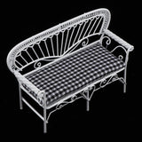 1/12 Dollhouse Furniture Miniature Chair Sofa Bench Decoration Black + White