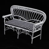 1/12 Dollhouse Furniture Miniature Chair Sofa Bench Decoration Black + White