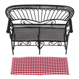 1/12 Dollhouse Furniture Miniature Chair Sofa Bench Decoration Red + Black