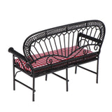 1/12 Dollhouse Furniture Miniature Chair Sofa Bench Decoration Red + Black