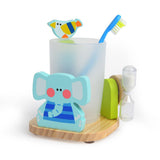 Maxbell Maxbell Kids Toothbrush Cup Toothpaste Holder Set with 3 Minutes Timer Elephant