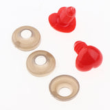 Maxbell 100pcs Black Round 100pcs Red Heart Safety Eyes Nose Toy DIY Supplies