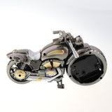 Maxbell 2Pcs Retro Motorcycle Clock Sculpture Motorbike Model Art Crafts Decor