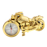 Maxbell 2Pcs Retro Motorcycle Clock Sculpture Motorbike Model Art Craft Decor Golden