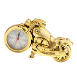 Maxbell 2Pcs Retro Motorcycle Clock Sculpture Motorbike Model Art Craft Decor Golden