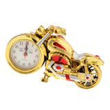 Maxbell 2Pcs Retro Motorcycle Clock Sculpture Motorbike Model Art Craft Decor Golden