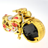 Maxbell 2Pcs Retro Motorcycle Clock Sculpture Motorbike Model Art Craft Decor Golden