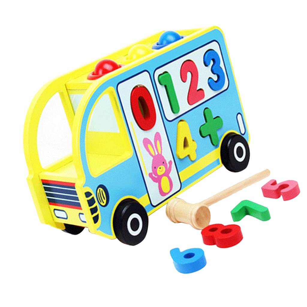 Maxbell Maxbell Wooden Bus Number Matching Game Knocking Mathematics Early Educational Toy
