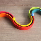 Colorful Wooden Rainbow Blocks Stack Tunnel Stacking Game Toys