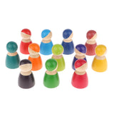 Maxbell 24Pieces Rainbow Wooden Peg Dolls People Dolls Decorative Craft Kids Toys