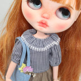9xAdorable 12inch Girl Doll Mini Shirt Top Outfit for Blythe Dolls Stripe