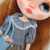9xAdorable 12inch Girl Doll Mini Shirt Top Outfit for Blythe Dolls Stripe