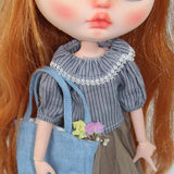 9xAdorable 12inch Girl Doll Mini Shirt Top Outfit for Blythe Dolls Stripe