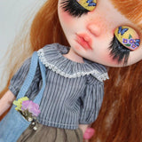 9xAdorable 12inch Girl Doll Mini Shirt Top Outfit for Blythe Dolls Stripe