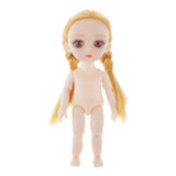 Maxbell 4xMini 16cm 13 Joints Nude Girl Doll Body Model DIY Accessory Blond Hair B