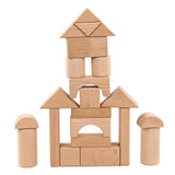 Maxbell Natural Wooden Building Block Set Stacking Cubes Educational Montessori Toy