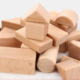 Maxbell Natural Wooden Building Block Set Stacking Cubes Educational Montessori Toy