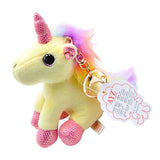 Maxbell Unicorn Plush Stuffed Keychain Animal Handbag Keyring for Girls Gift Yellow