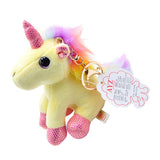 Maxbell Unicorn Plush Stuffed Keychain Animal Handbag Keyring for Girls Gift Yellow