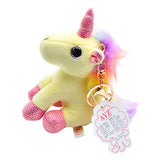 Maxbell Unicorn Plush Stuffed Keychain Animal Handbag Keyring for Girls Gift Yellow