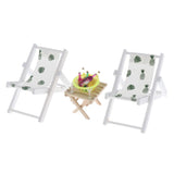 Maxbell 1/6 Dollhouse Miniature Lounge Chair Table with Wine Beach Set Decor Green