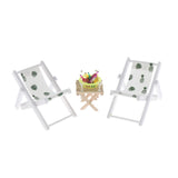 Maxbell 1/6 Dollhouse Miniature Lounge Chair Table with Wine Beach Set Decor Green