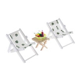 Maxbell 1/6 Dollhouse Miniature Lounge Chair Table with Wine Beach Set Decor Green
