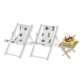 Maxbell 1/6 Dollhouse Miniature Lounge Chair Table with Wine Beach Set Decor Green