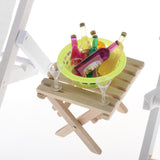 Maxbell 1/6 Dollhouse Miniature Lounge Chair Table with Wine Beach Set Decor Green