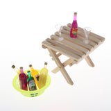 Maxbell 1/6 Dollhouse Miniature Lounge Chair Table with Wine Beach Set Decor Green