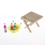 Maxbell 1/6 Dollhouse Miniature Lounge Chair Table with Wine Beach Set Decor Green