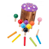 Maxbell Wood Mushroom Roof Catching Worm Insect Magnet Stick Kids Games Educational