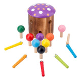 Maxbell Wood Mushroom Roof Catching Worm Insect Magnet Stick Kids Games Educational