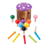 Maxbell Wood Mushroom Roof Catching Worm Insect Magnet Stick Kids Games Educational