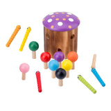 Maxbell Wood Mushroom Roof Catching Worm Insect Magnet Stick Kids Games Educational