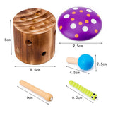 Maxbell Wood Mushroom Roof Catching Worm Insect Magnet Stick Kids Games Educational