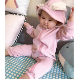 Maxbell Cotton Big Ear Bunny Zipper Jumpsuit Outfits Climbing Clothes Pink 66
