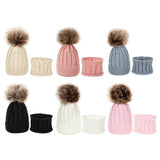 Maxbell Boys Girls Beanie Hats Warm Winter Soft Cotton Knitted Pom Pom Hat Cream