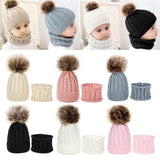 Maxbell Boys Girls Beanie Hats Warm Winter Soft Cotton Knitted Pom Pom Hat Cream